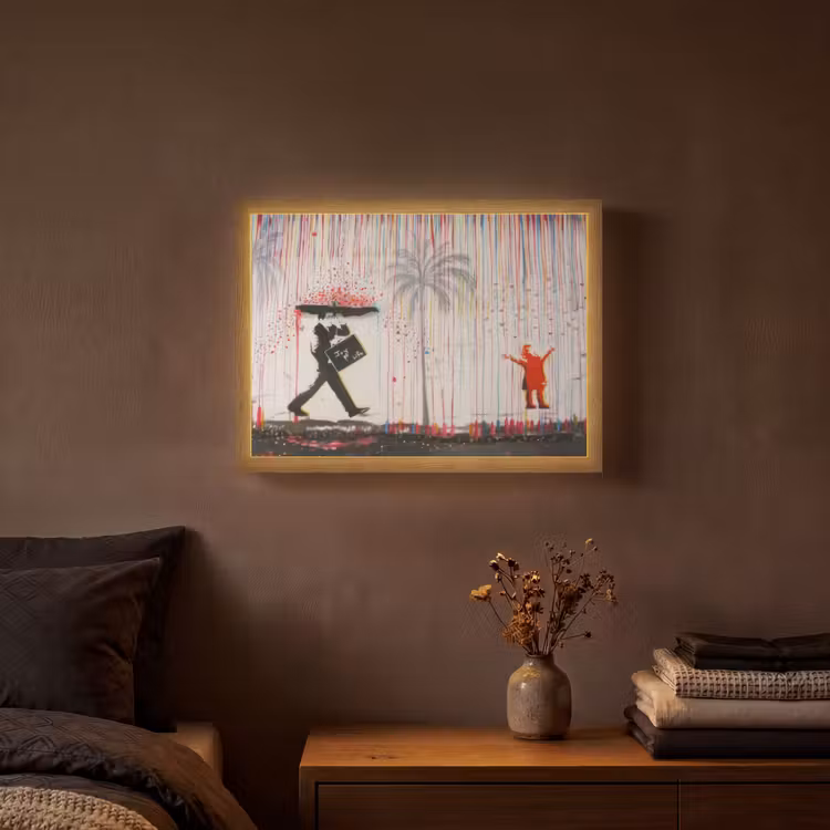 Lightbox - Wandlamp - Regen - Graffiti - Man - Banksy Style — 3