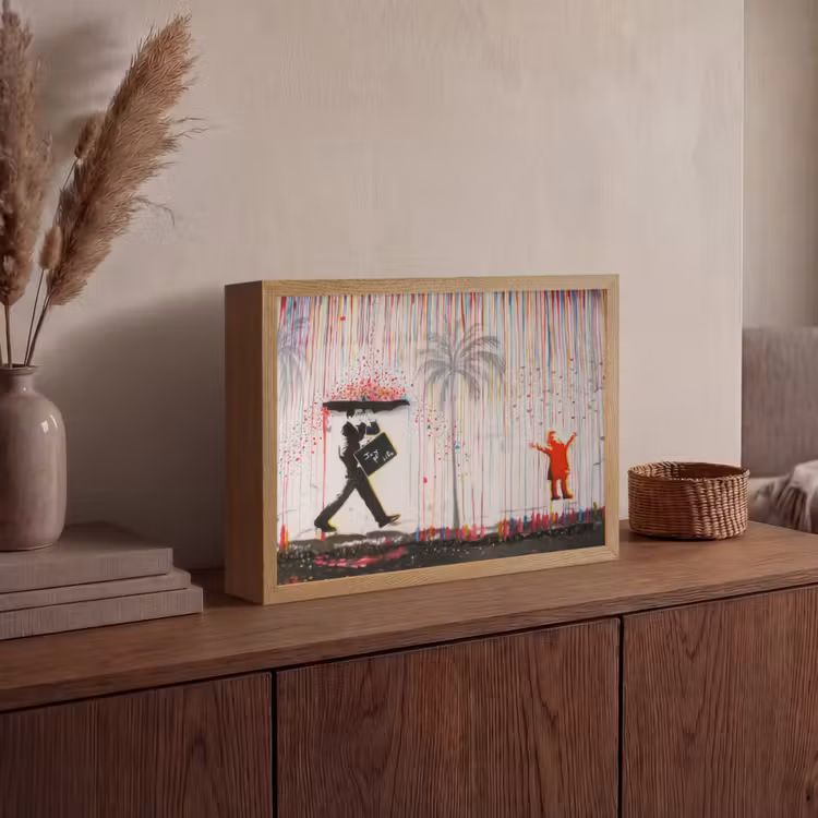 Lightbox - Wandlamp - Regen - Graffiti - Man - Banksy Style — 4