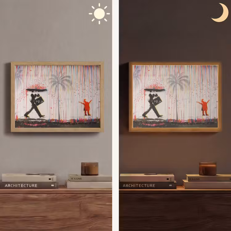 Lightbox - Wandlamp - Regen - Graffiti - Man - Banksy Style — 6