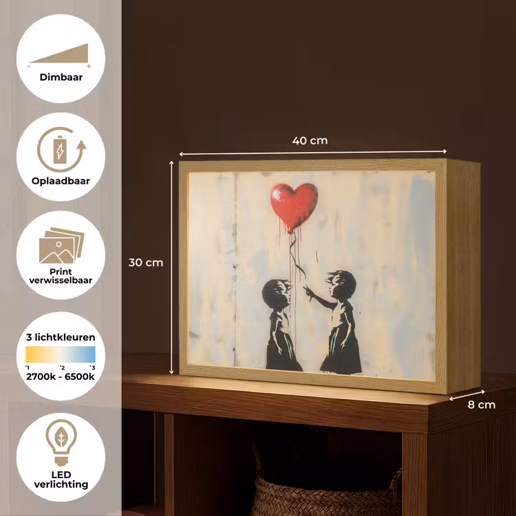 Lightbox - Wandlamp - Street art - Banksy - Ballon - Graffiti - Hart — 10
