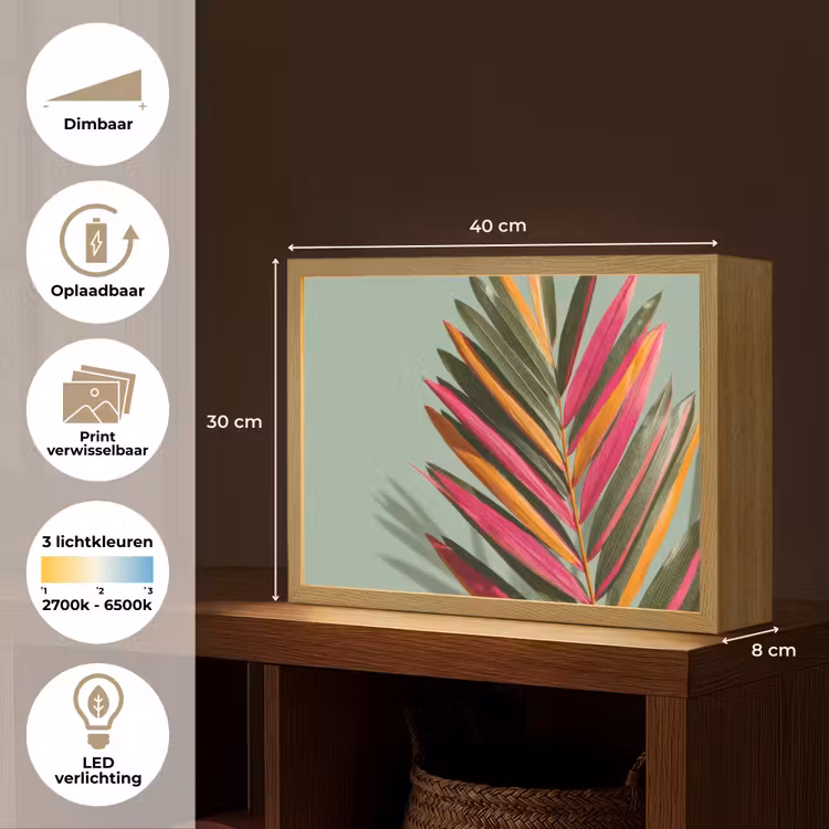 Lightbox - Wandlamp - Tak - Bladeren - Kleurrijk - Schaduw — 10