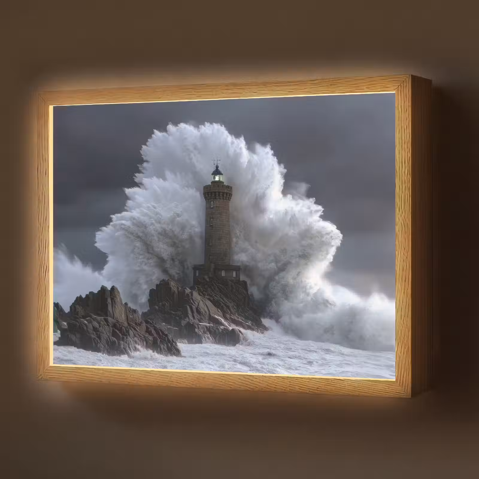 Lightbox - Wandlamp - Golf - Vuurtoren - Schuimend water — 1