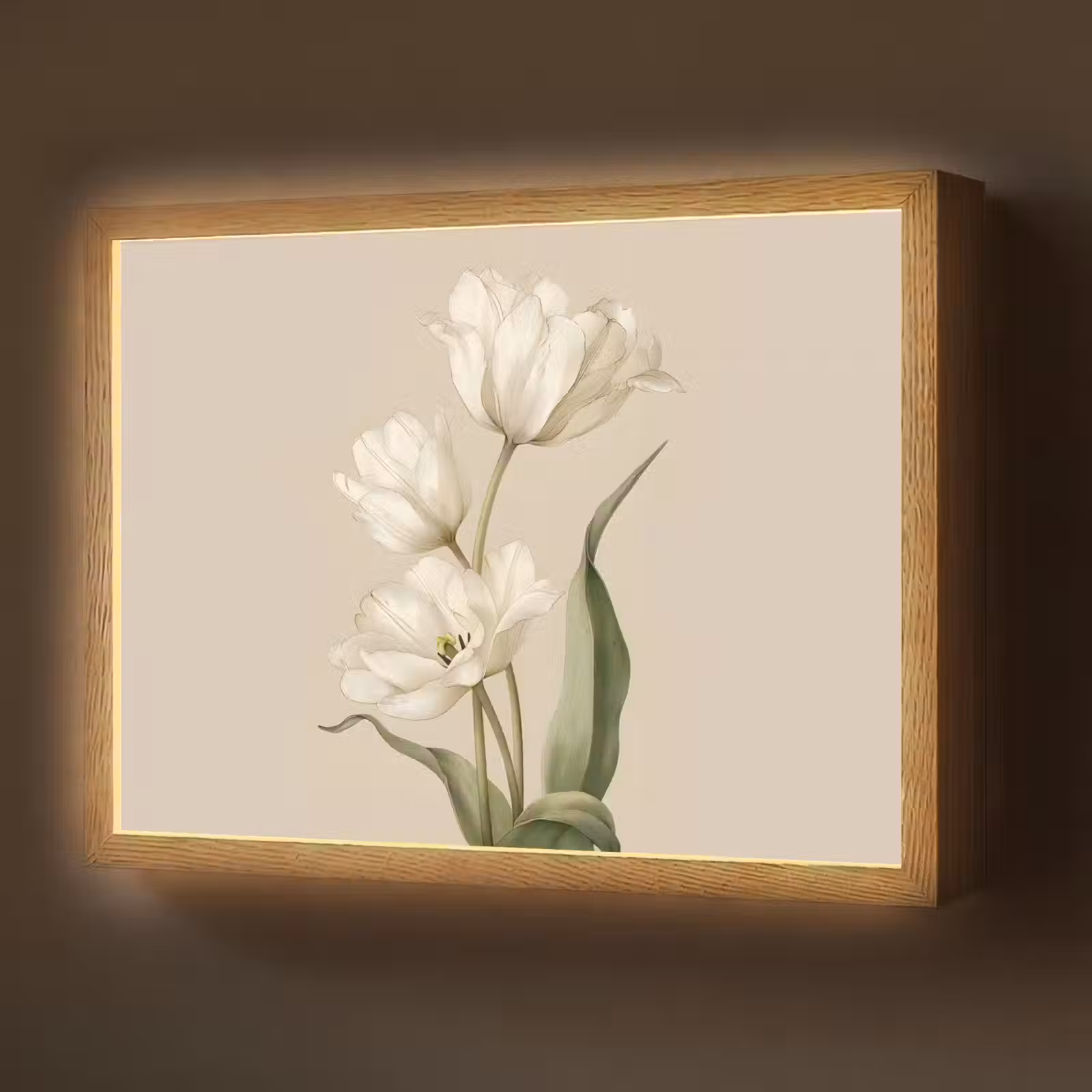 Lightbox - Wandlamp - Tulpen - Wit - Bladeren — 1