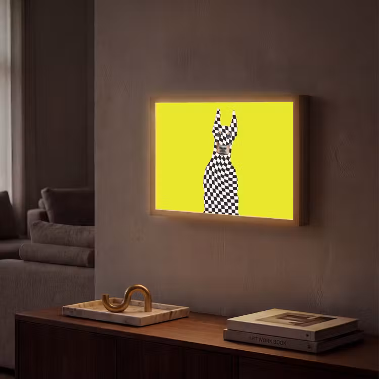 Lightbox - Wandlamp - Dobermann - Geblokt - Geel — 2