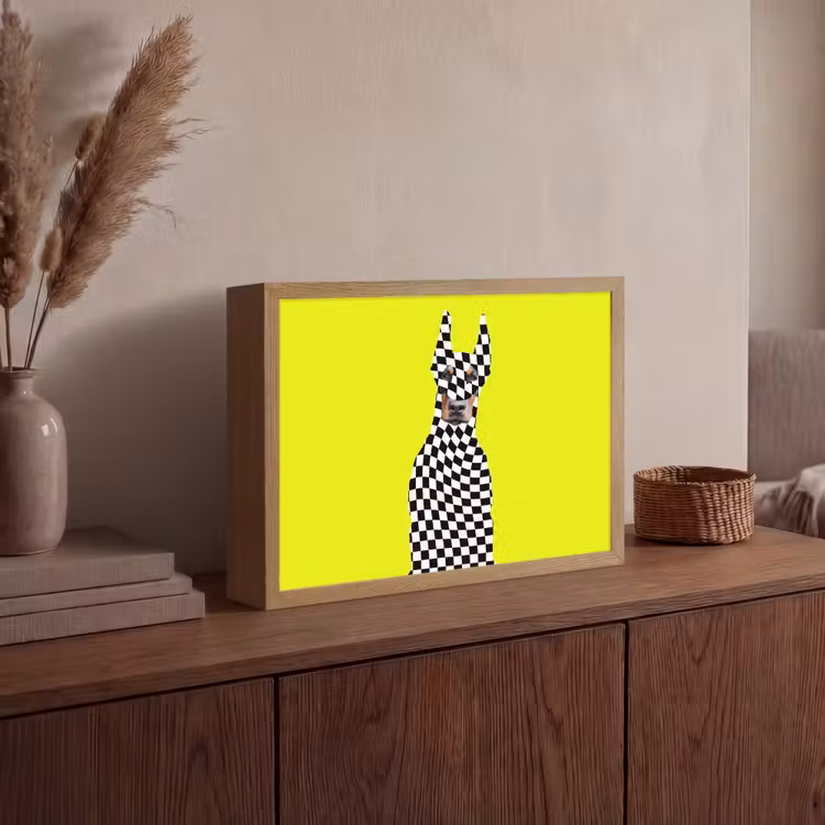 Lightbox - Wandlamp - Dobermann - Geblokt - Geel — 4