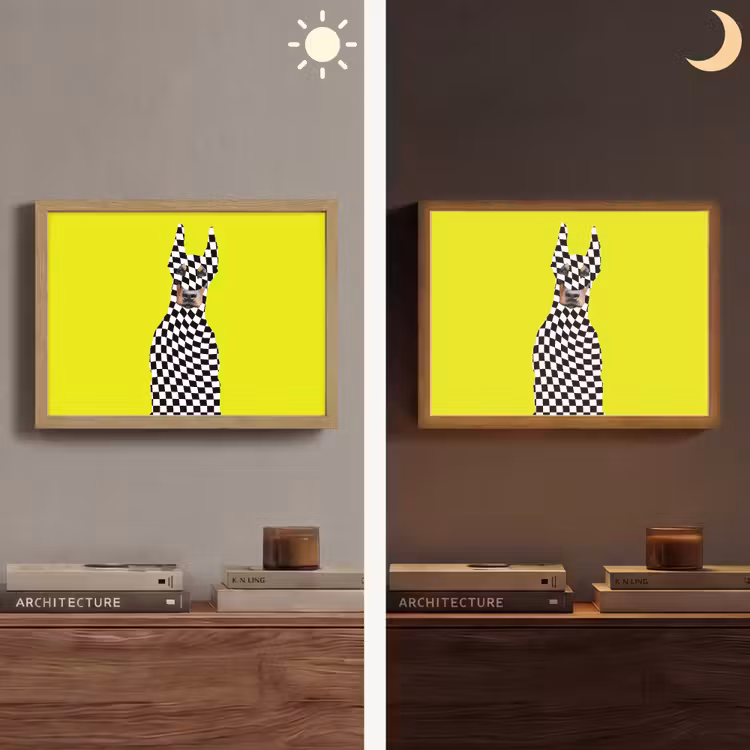 Lightbox - Wandlamp - Dobermann - Geblokt - Geel — 6