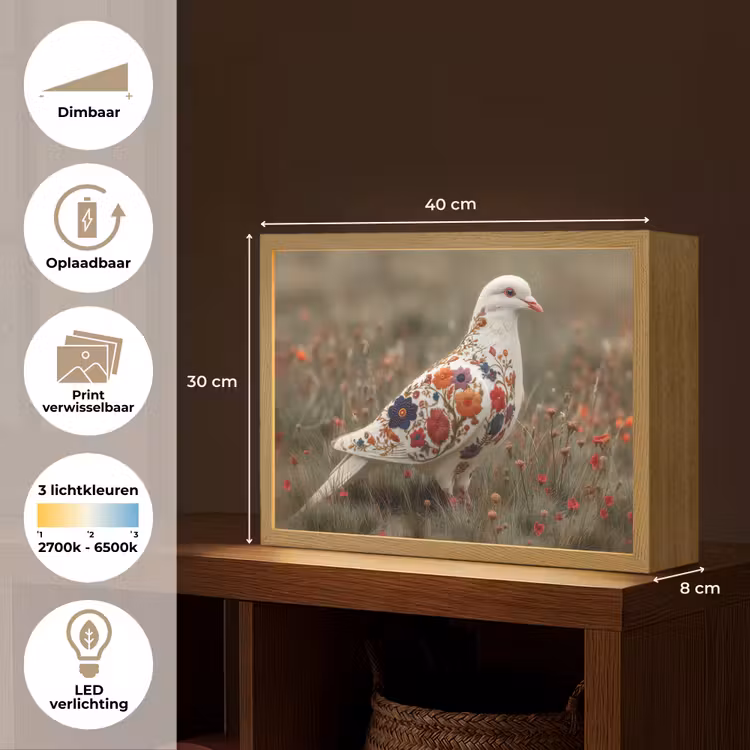 Lightbox - Wandlamp - Duif - Bloemen - Natuur — 10