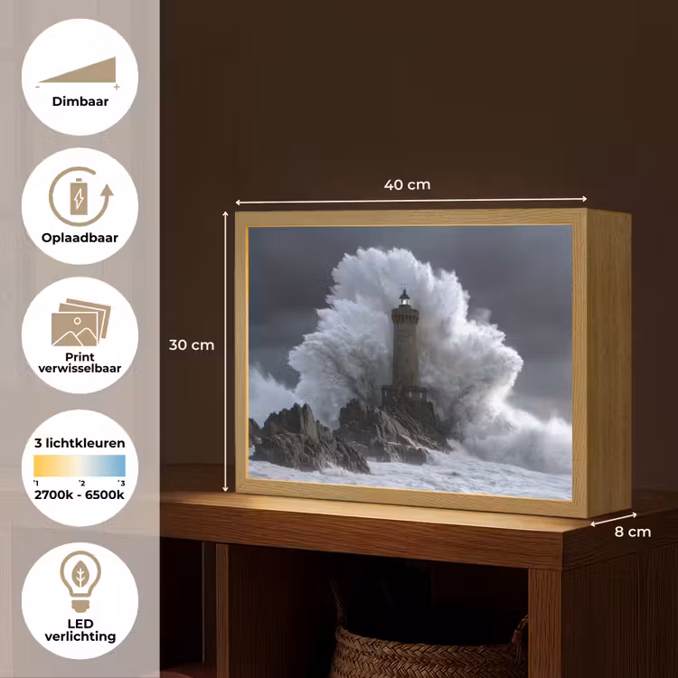 Lightbox - Wandlamp - Golf - Vuurtoren - Schuimend water — 10