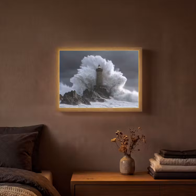 Lightbox - Wandlamp - Golf - Vuurtoren - Schuimend water — 3