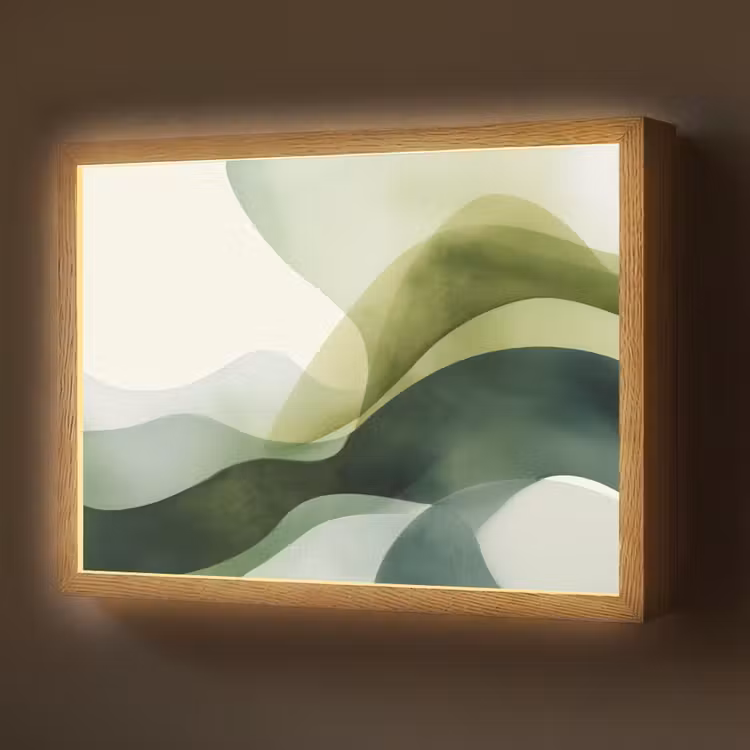 Lightbox - Wandlamp - Golven - Abstract - Lichtgroen - Sierlijk — 1