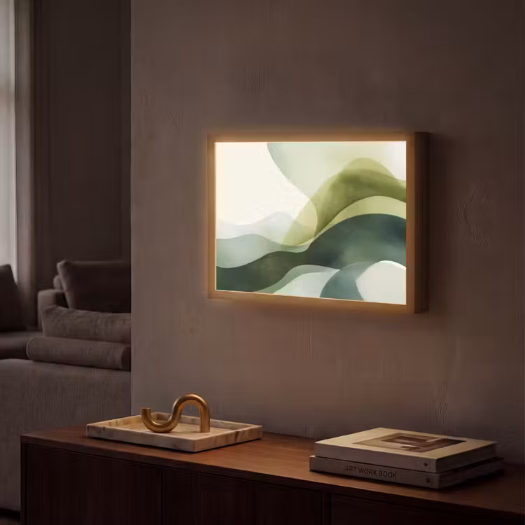 Lightbox - Wandlamp - Golven - Abstract - Lichtgroen - Sierlijk — 2