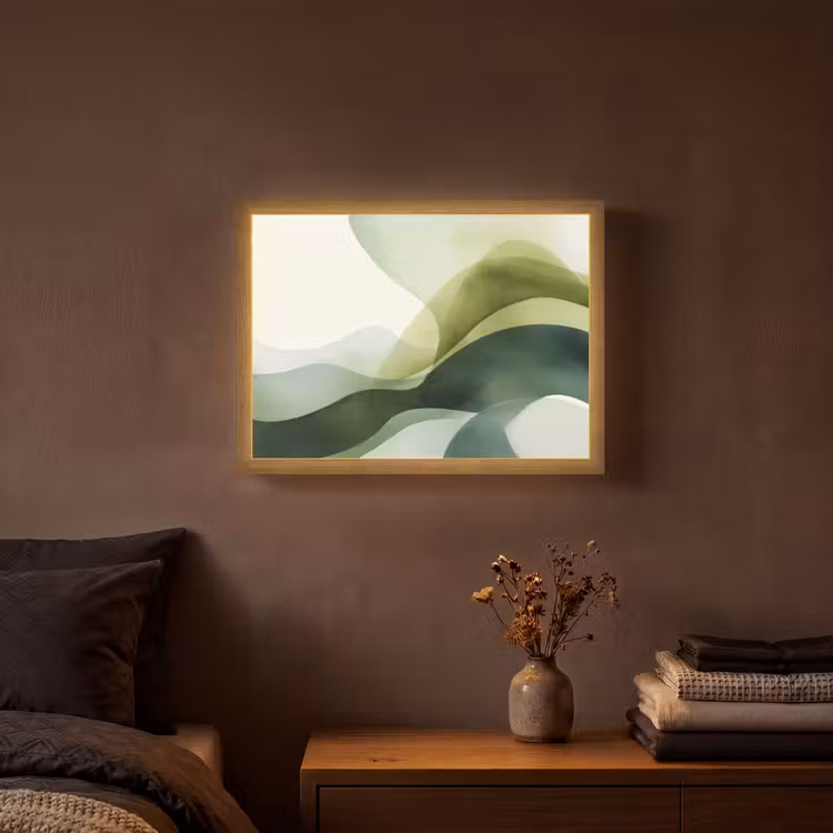 Lightbox - Wandlamp - Golven - Abstract - Lichtgroen - Sierlijk — 3