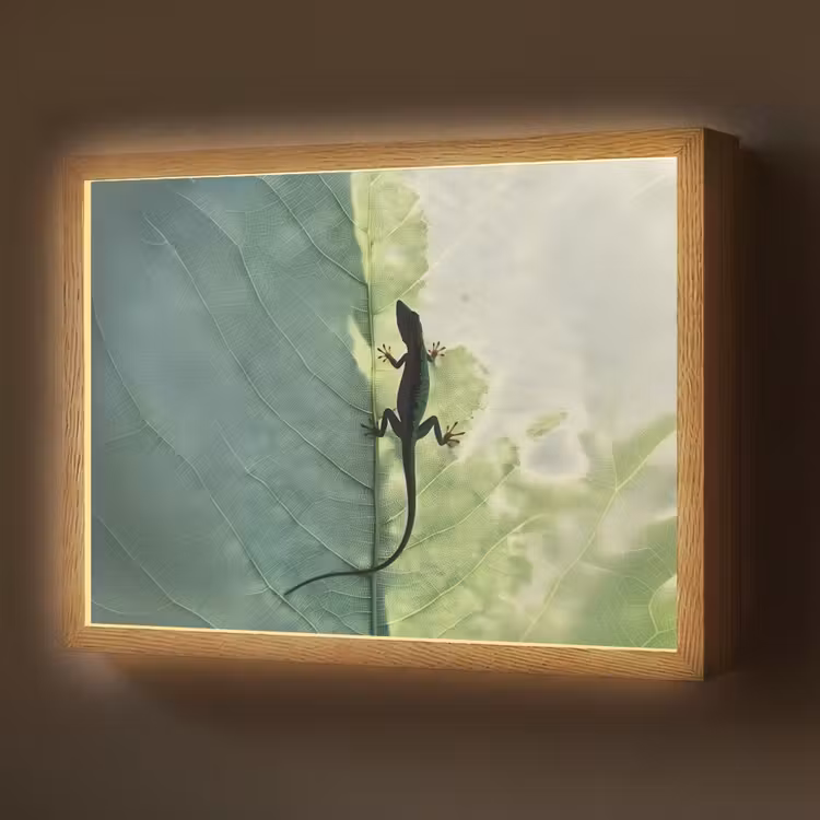 Lightbox - Wandlamp - Hagedis - Blad - Nerven - Groen — 1