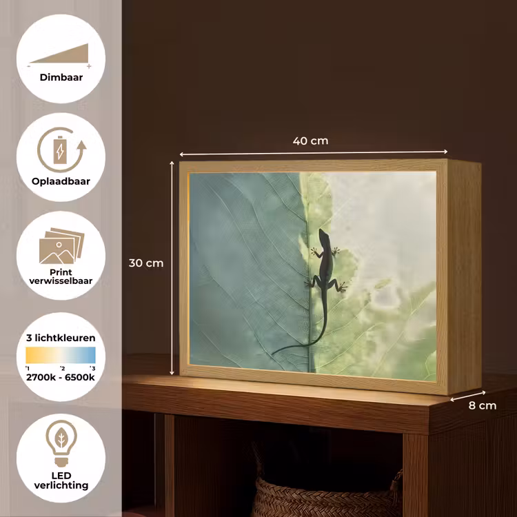 Lightbox - Wandlamp - Hagedis - Blad - Nerven - Groen — 10