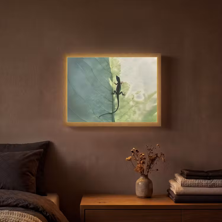 Lightbox - Wandlamp - Hagedis - Blad - Nerven - Groen — 3