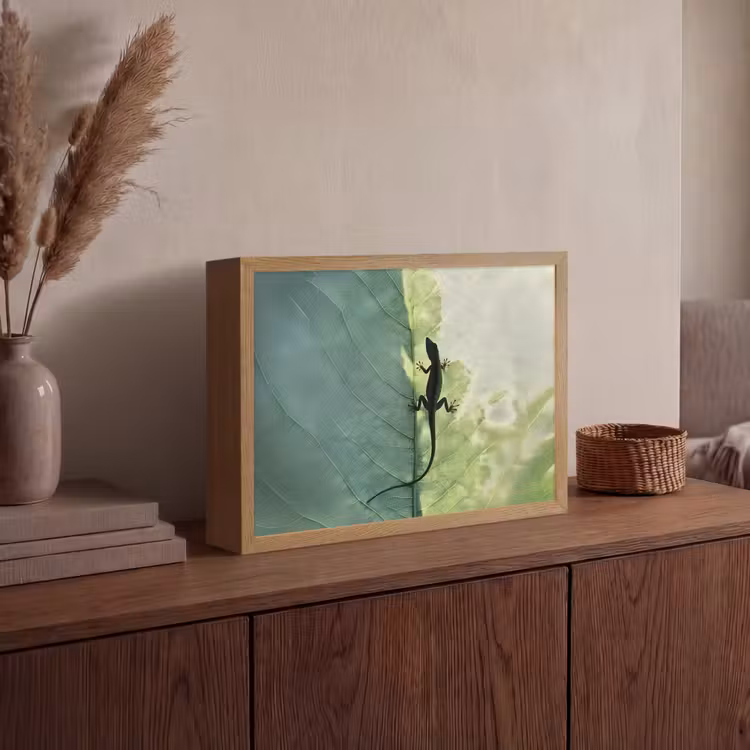 Lightbox - Wandlamp - Hagedis - Blad - Nerven - Groen — 4