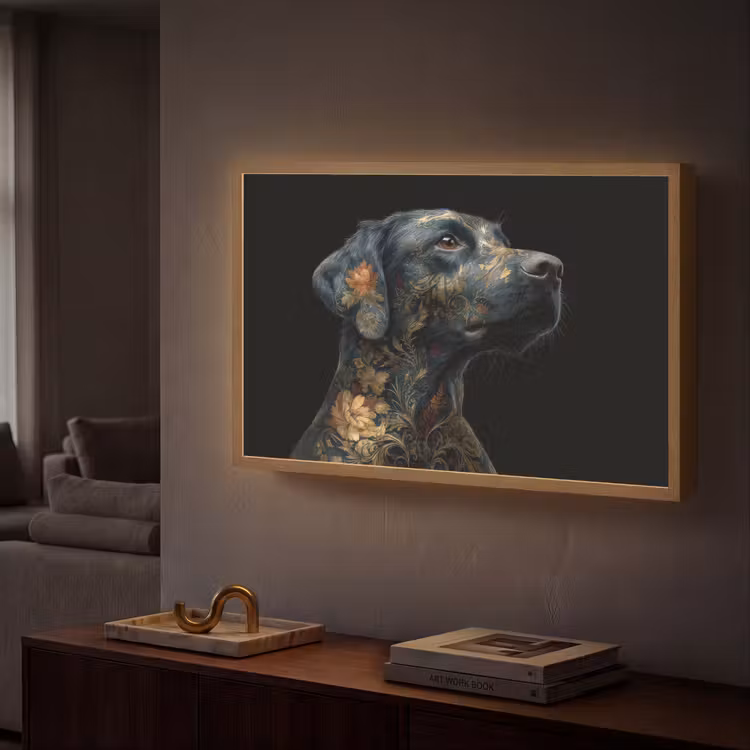 Lightbox - Wandlamp - Hond - Zwart - Bloemen — 2