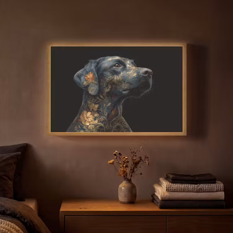 Lightbox - Wandlamp - Hond - Zwart - Bloemen — 3
