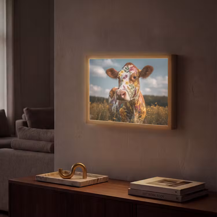 Lightbox - Wandlamp - Koe - Bloemen - Weiland — 2
