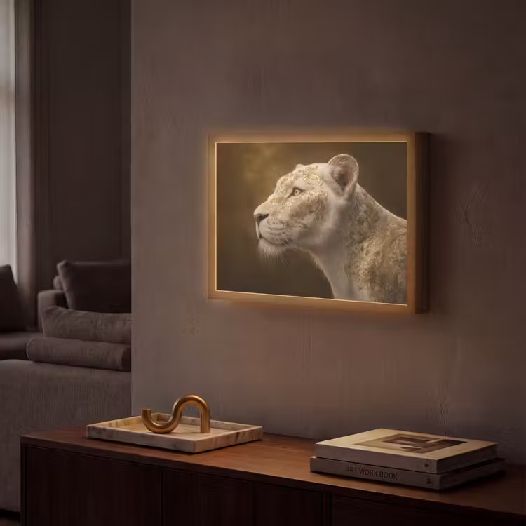 Lightbox - Wandlamp - Leeuwin - Bloemen - Wit - Goud — 2