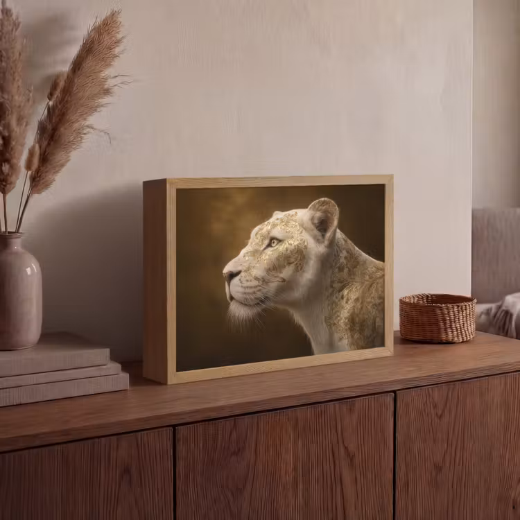 Lightbox - Wandlamp - Leeuwin - Bloemen - Wit - Goud — 4