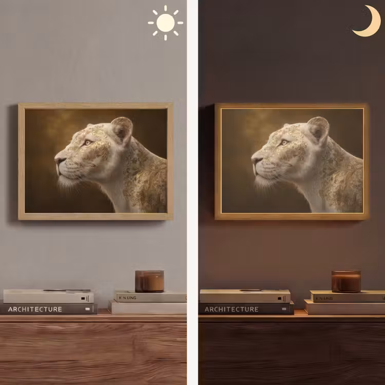 Lightbox - Wandlamp - Leeuwin - Bloemen - Wit - Goud — 6