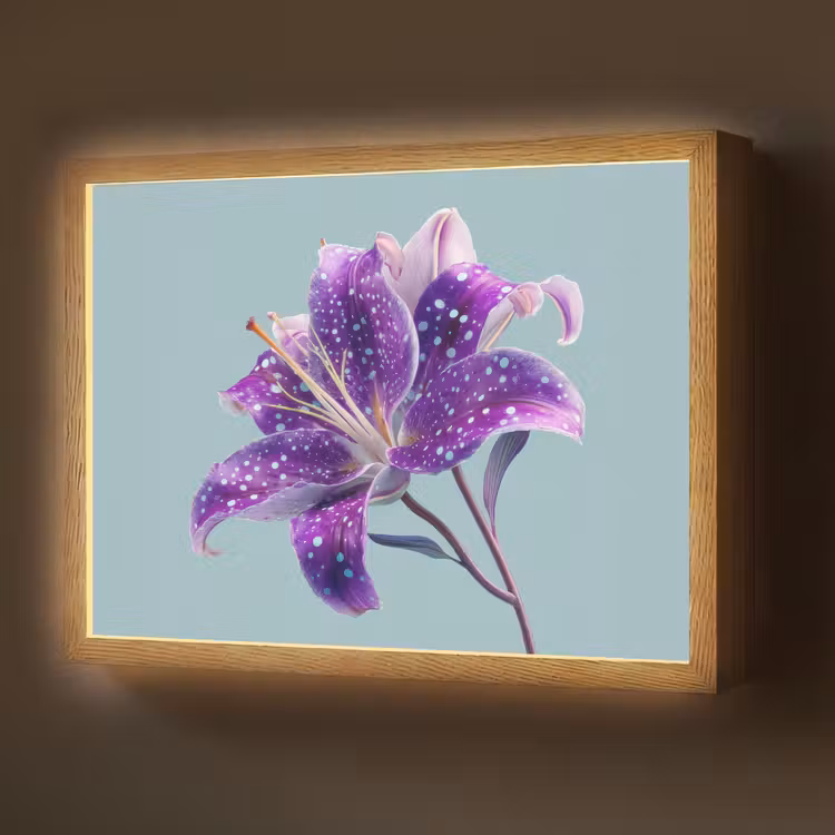 Lightbox - Wandlamp - Lelie - Bloem - Paars - Stippen — 1