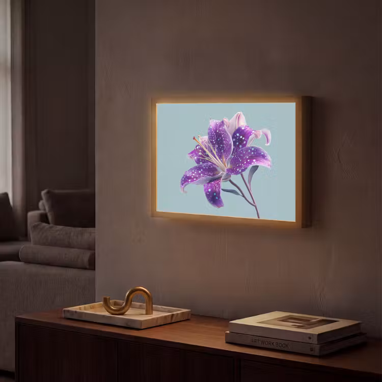 Lightbox - Wandlamp - Lelie - Bloem - Paars - Stippen — 2