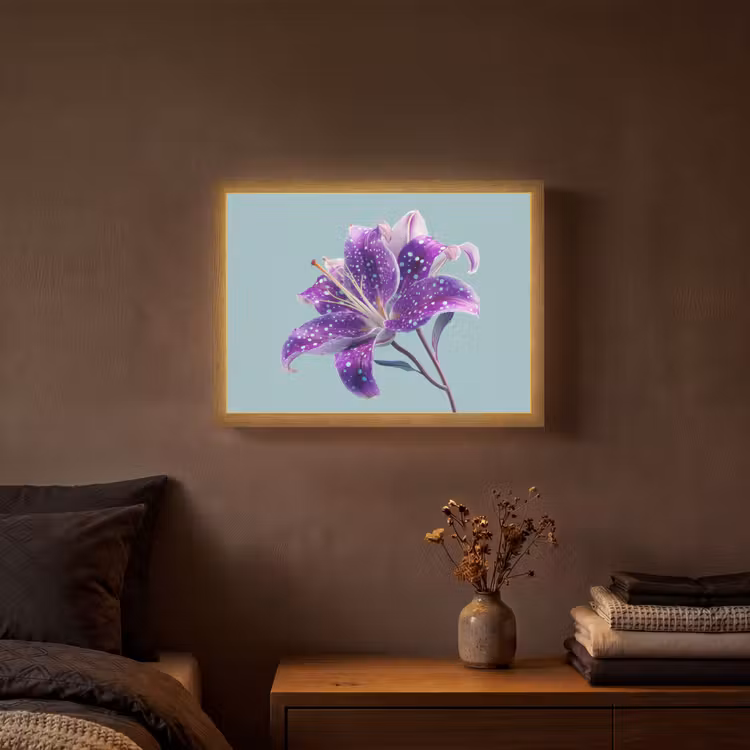 Lightbox - Wandlamp - Lelie - Bloem - Paars - Stippen — 3