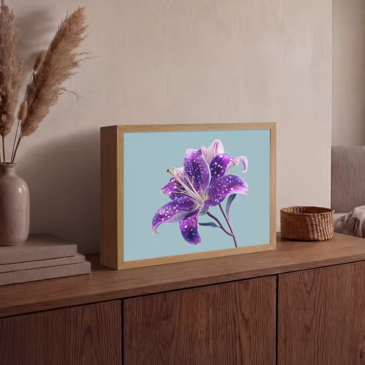 Lightbox - Wandlamp - Lelie - Bloem - Paars - Stippen — 4