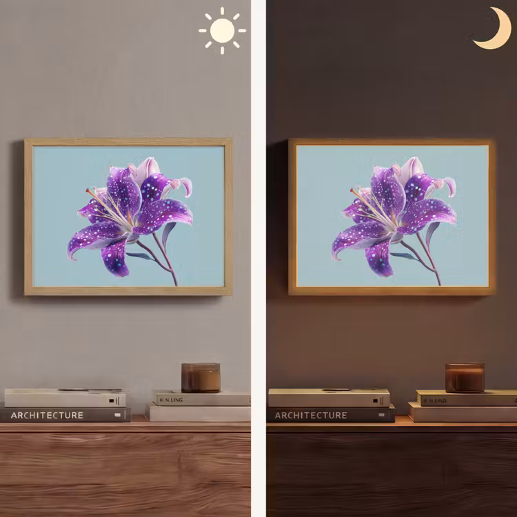 Lightbox - Wandlamp - Lelie - Bloem - Paars - Stippen — 6