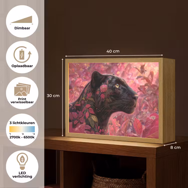 Lightbox - Wandlamp - Luipaard - Bloemen - Roze — 10