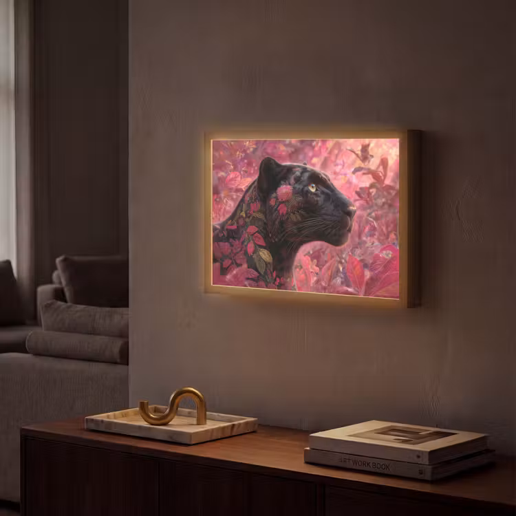 Lightbox - Wandlamp - Luipaard - Bloemen - Roze — 2