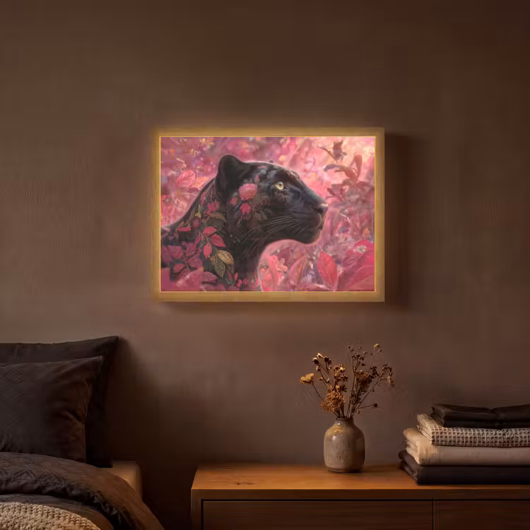 Lightbox - Wandlamp - Luipaard - Bloemen - Roze — 3