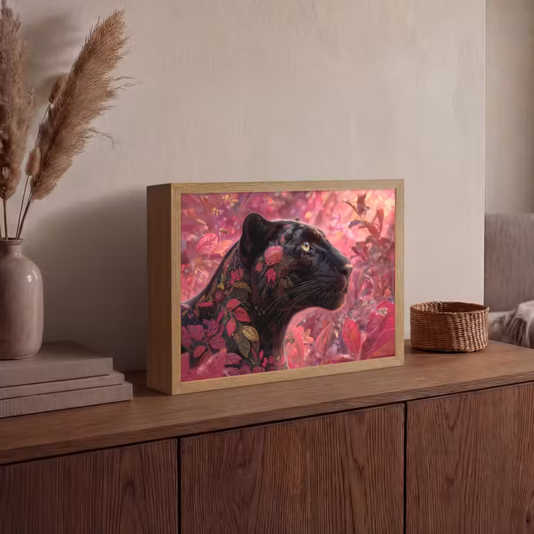 Lightbox - Wandlamp - Luipaard - Bloemen - Roze — 4