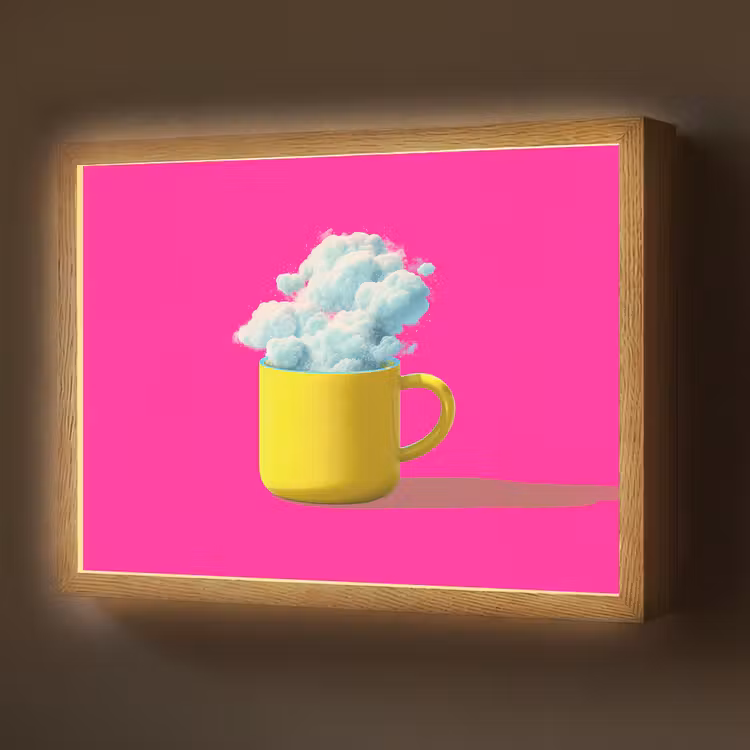 Lightbox - Wandlamp - Mok - Wolken - Roze - Minimalitisch — 1