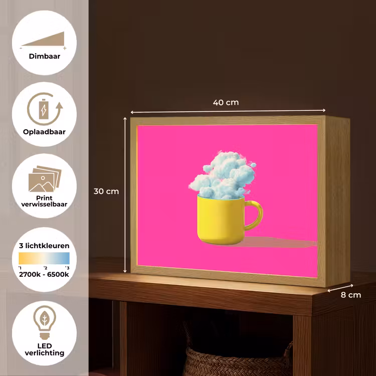 Lightbox - Wandlamp - Mok - Wolken - Roze - Minimalitisch — 10