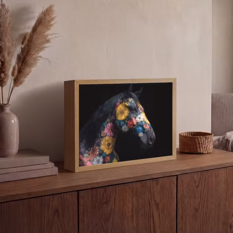 Lightbox - Wandlamp - Paard - Bloemen - Zwart — 4