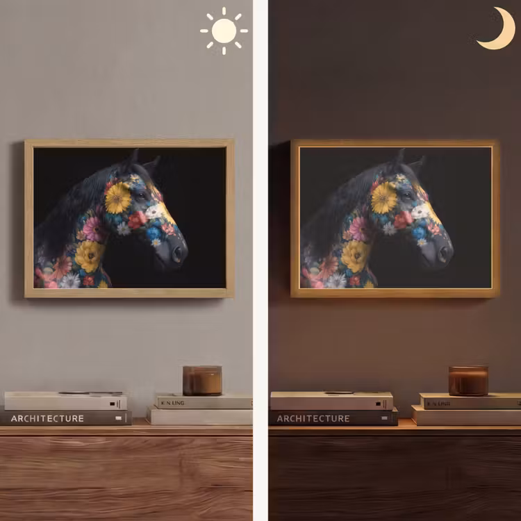 Lightbox - Wandlamp - Paard - Bloemen - Zwart — 6