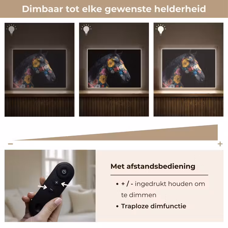 Lightbox - Wandlamp - Paard - Bloemen - Zwart — 9