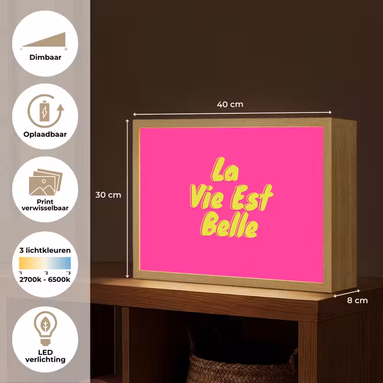 Lightbox - Wandlamp - Quote - Retro - Roze — 10