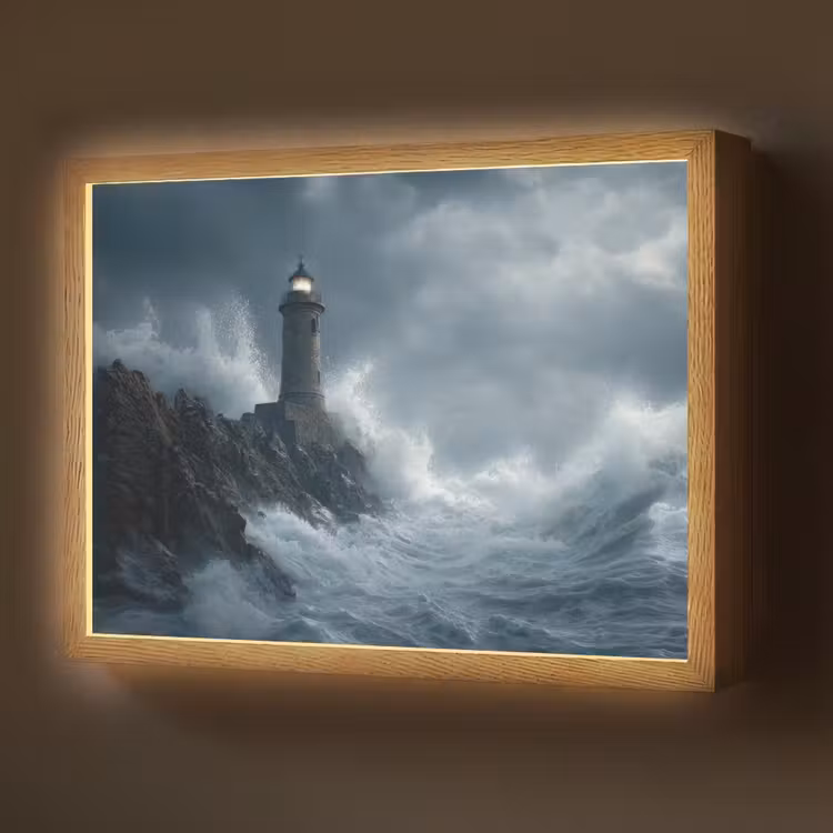 Lightbox - Wandlamp - Rotsen - Vuurtoren - Golven - Klliffen — 1