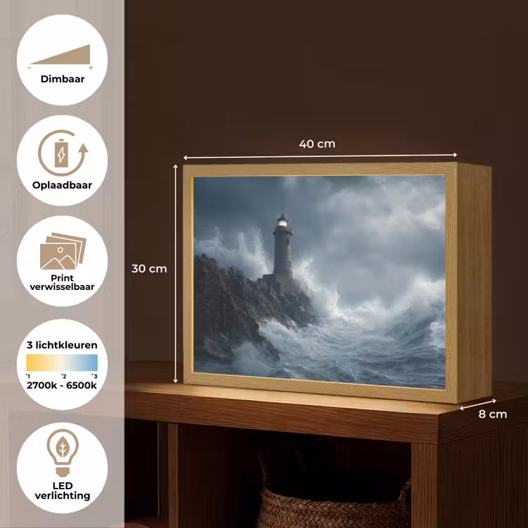 Lightbox - Wandlamp - Rotsen - Vuurtoren - Golven - Klliffen — 10