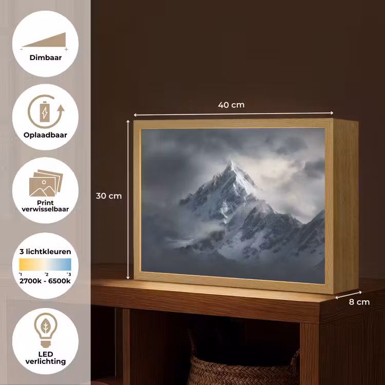 Lightbox - Wandlamp - Sneeuw - Berg - Wolken — 10
