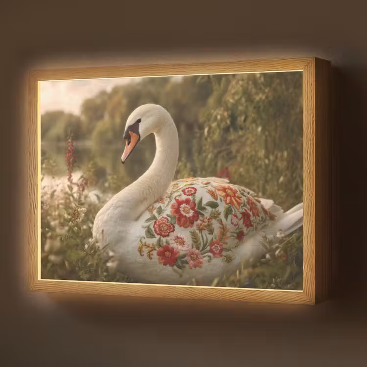 Lightbox - Wandlamp - Zwaan - Bloemen - Natuur — 1