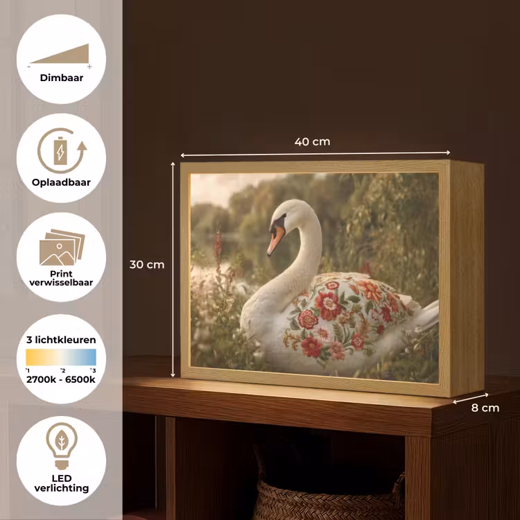 Lightbox - Wandlamp - Zwaan - Bloemen - Natuur — 10