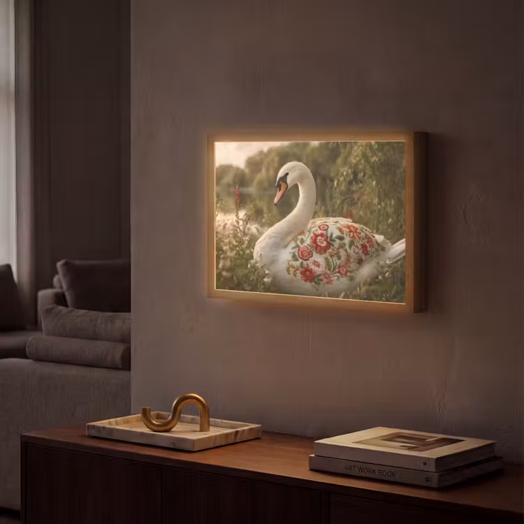 Lightbox - Wandlamp - Zwaan - Bloemen - Natuur — 2