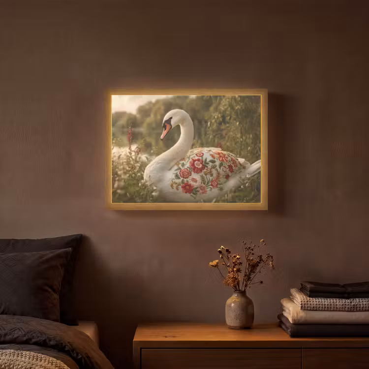 Lightbox - Wandlamp - Zwaan - Bloemen - Natuur — 3