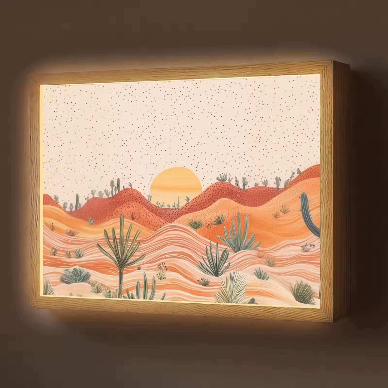 Lightbox - Wandlamp - Landschap - Heuvels - Zonsondergang — 1