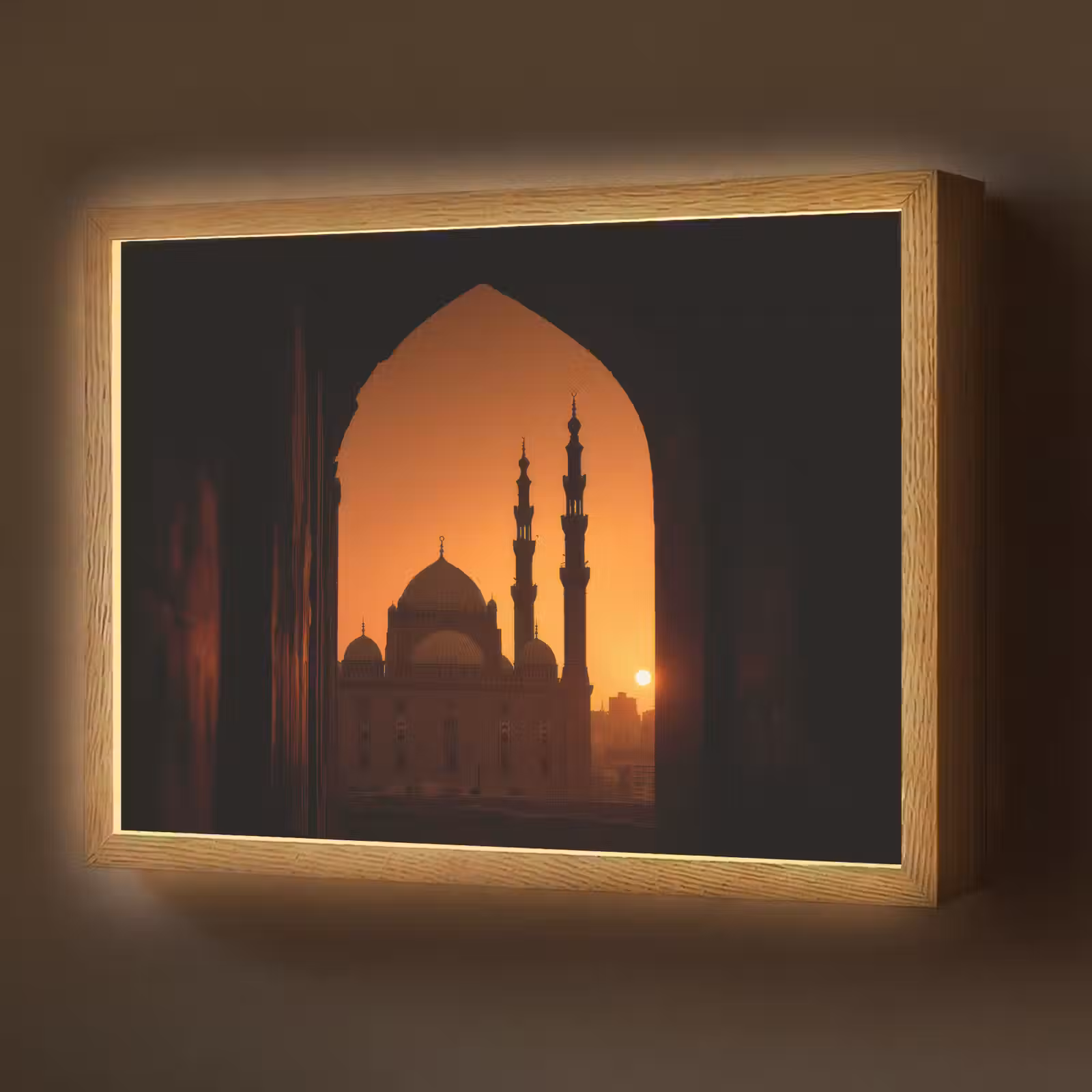 Lightbox - Wandlamp - Moskee - Oranje lucht - Islamitisch — 1